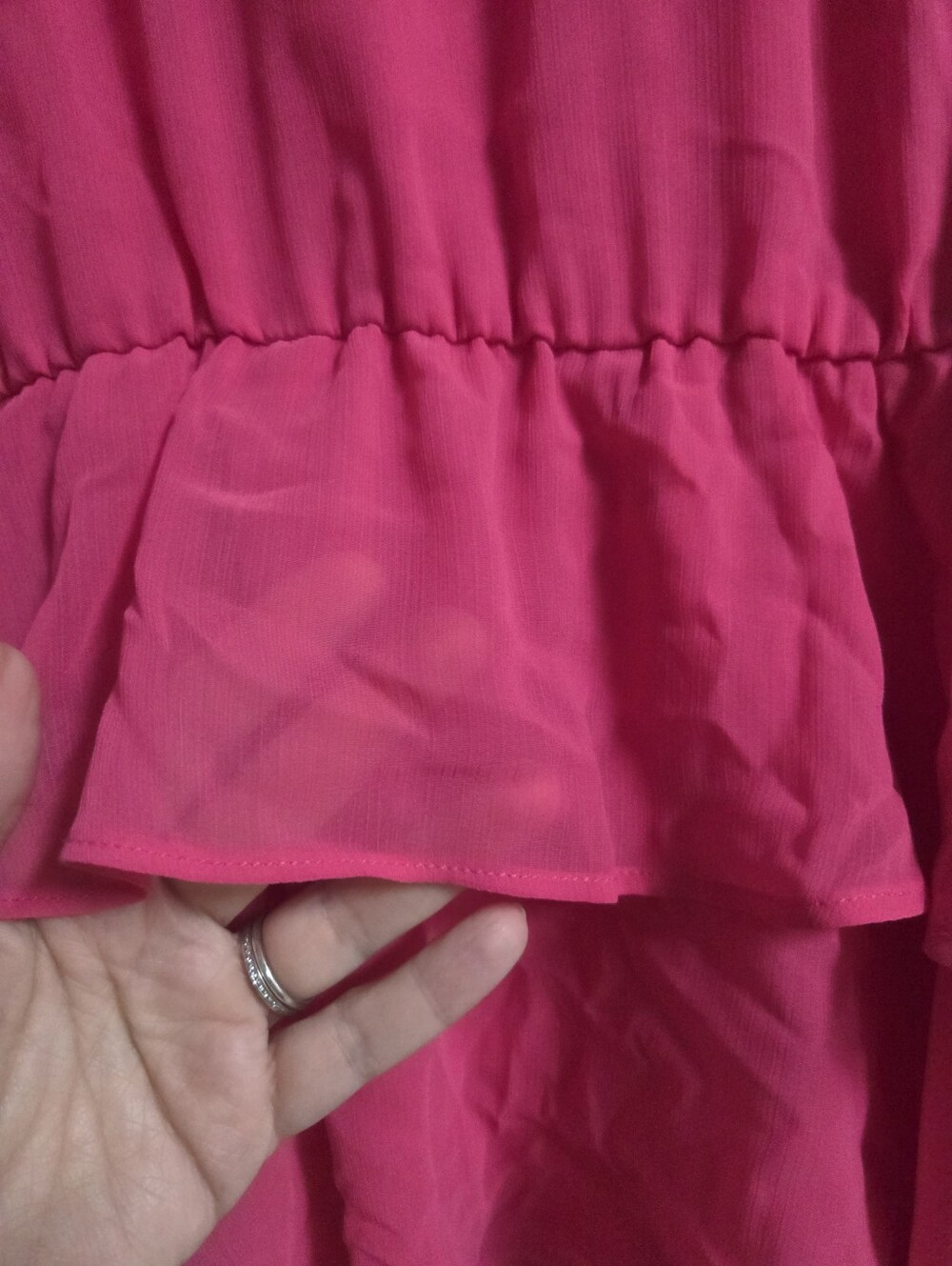 NWT Torrid Bright Pink Ruffle Tiered Long-Sleeve Tunic Size 0(XL) - Picture 4 of 7